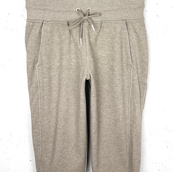 Title Nine Womens Warmup Fleece Joggers Oatmeal Heather High Rise Size Medium - Picture 7 of 11